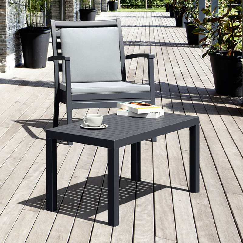 Table basse de jardin rectangulaire en plastique