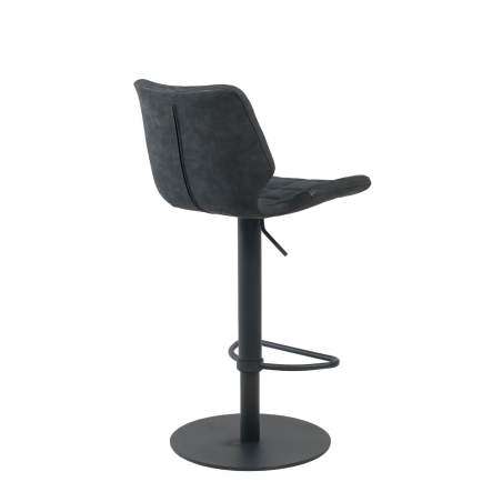 Tabouret tournant et réglable coque matelassée et patinée noir mat avec pied en métal noir - Indica