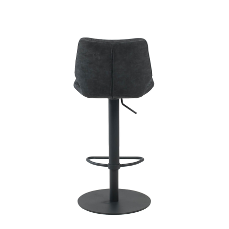 Tabouret tournant et réglable coque matelassée et patinée noir mat avec pied en métal noir - Indica