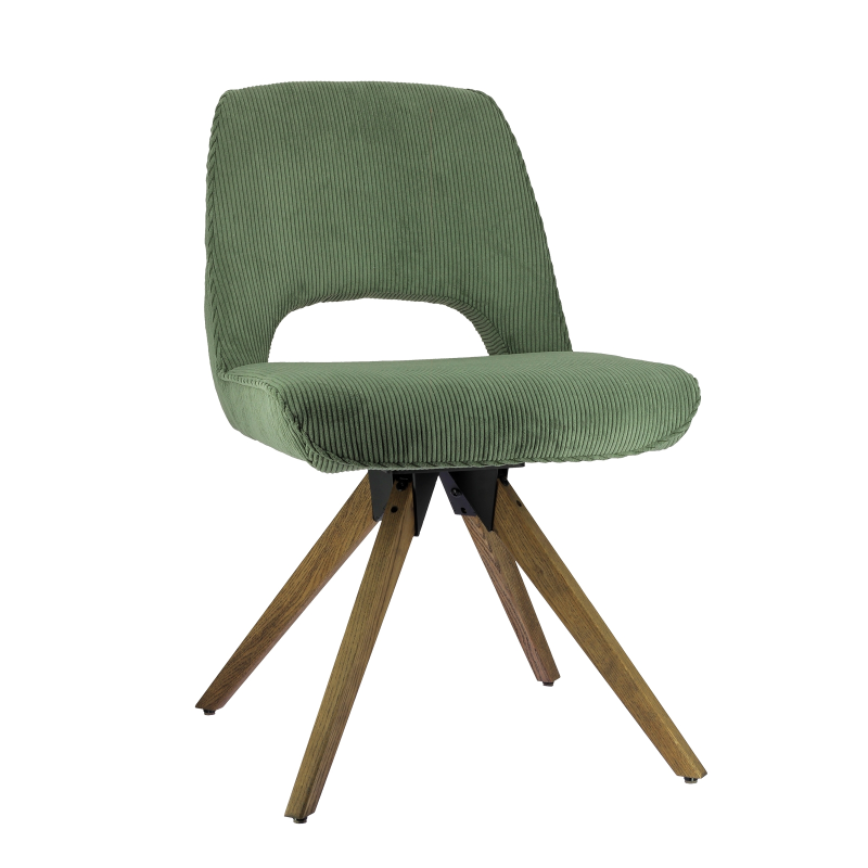 Chaise confortable en tissu avec pieds en bois massif naturel - Hortense