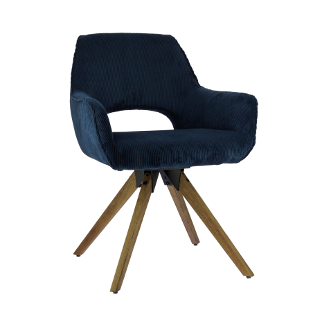Fauteuil assise pivotante en tissu avec pieds bois naturel - Marius