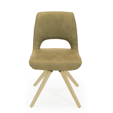 Chaise tendance en tissu avec pieds en bois massif naturel - Hortense