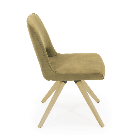 Chaise tendance en tissu avec pieds en bois massif naturel - Hortense