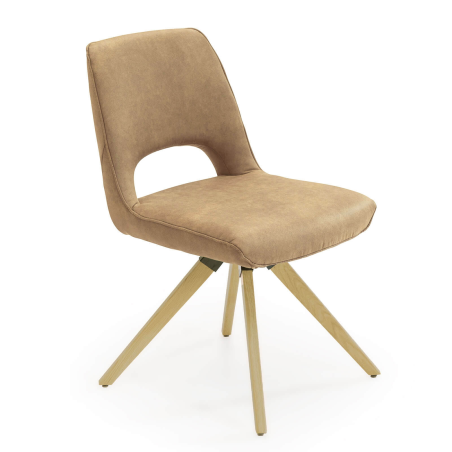 Chaise pivotante pour salle à manger avec pieds en bois naturel - Hortense