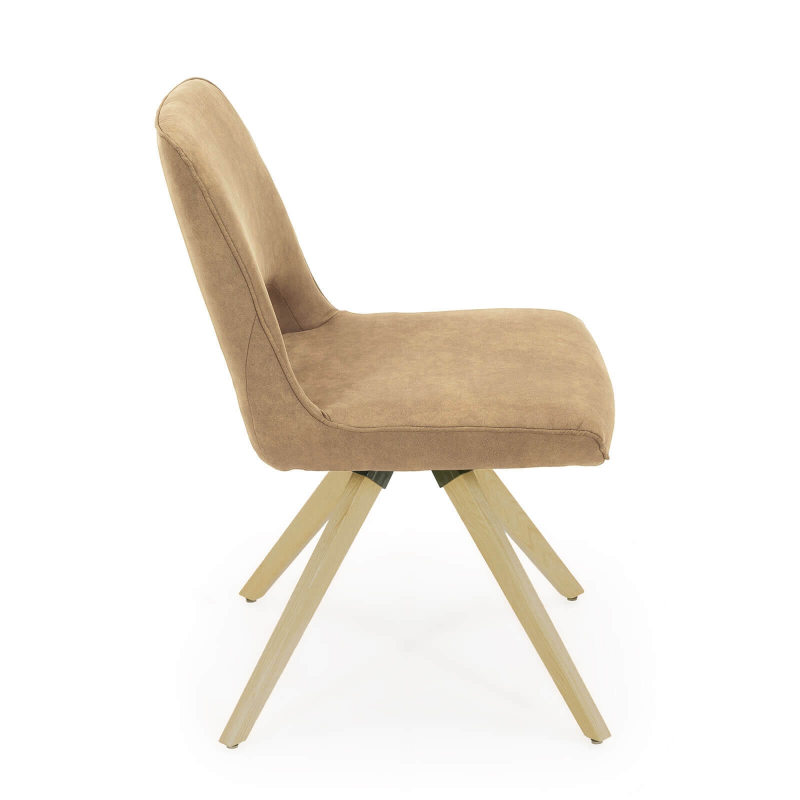 Chaise pivotante avec pieds en bois naturel - Hortense