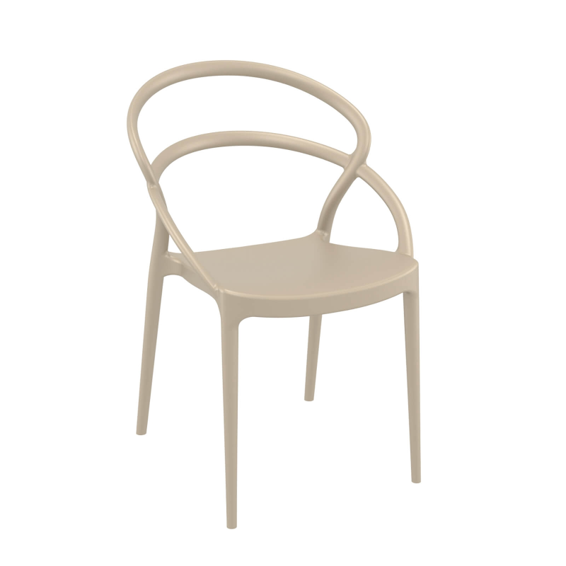 Chaise tendance empilable en plastique taupe - Pia