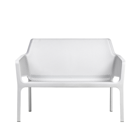 Banquette de jardin 2 places en plastique blanc