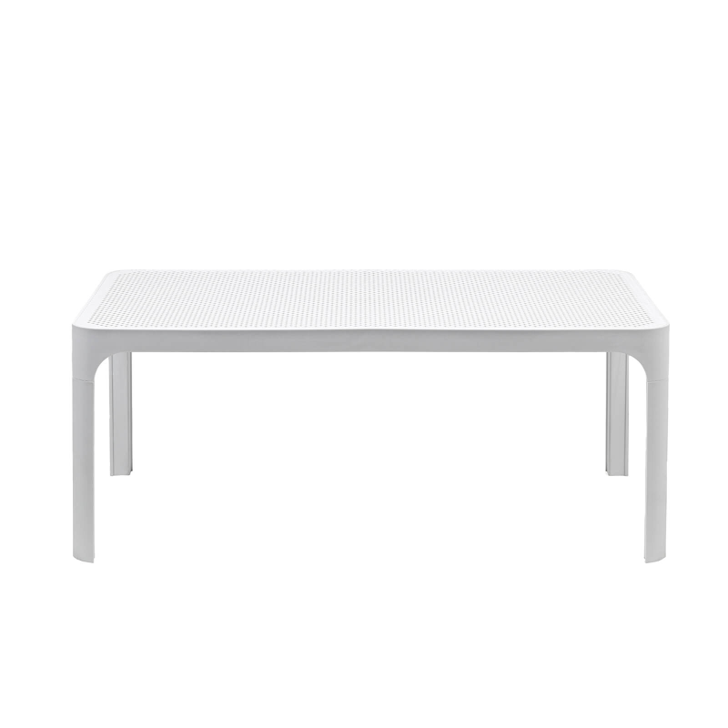 Table basse de jardin moderne avec plateau blanc micro-perforé 100 x 60 cm - Net