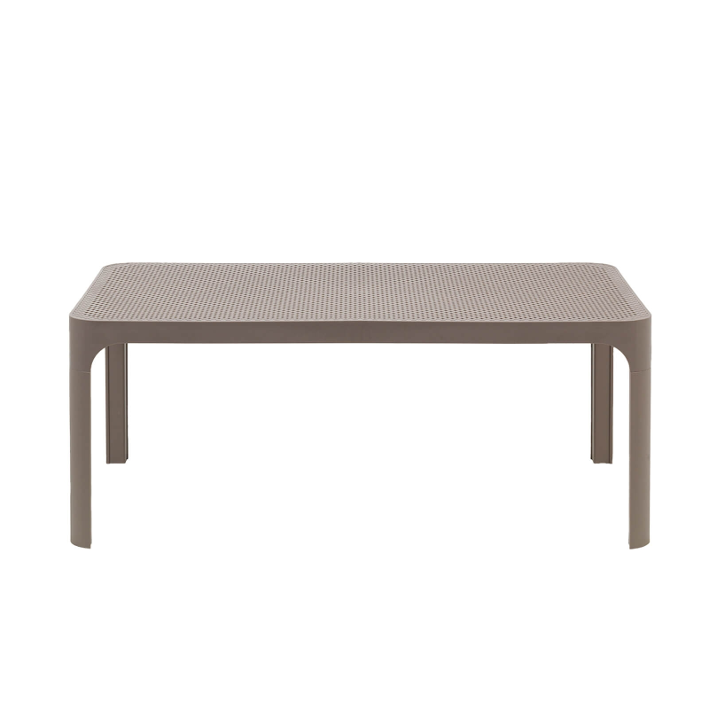 Table basse de jardin moderne avec plateau taupe micro-perforé 100 x 60 cm - Net