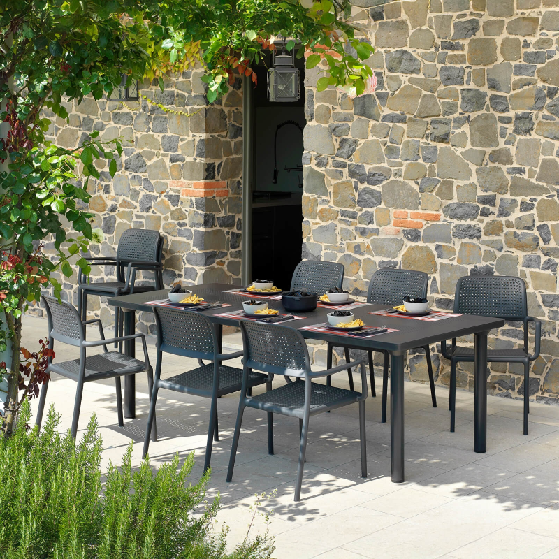Table de jardin extensible anthracite en polypropylène et aluminium - Libeccio