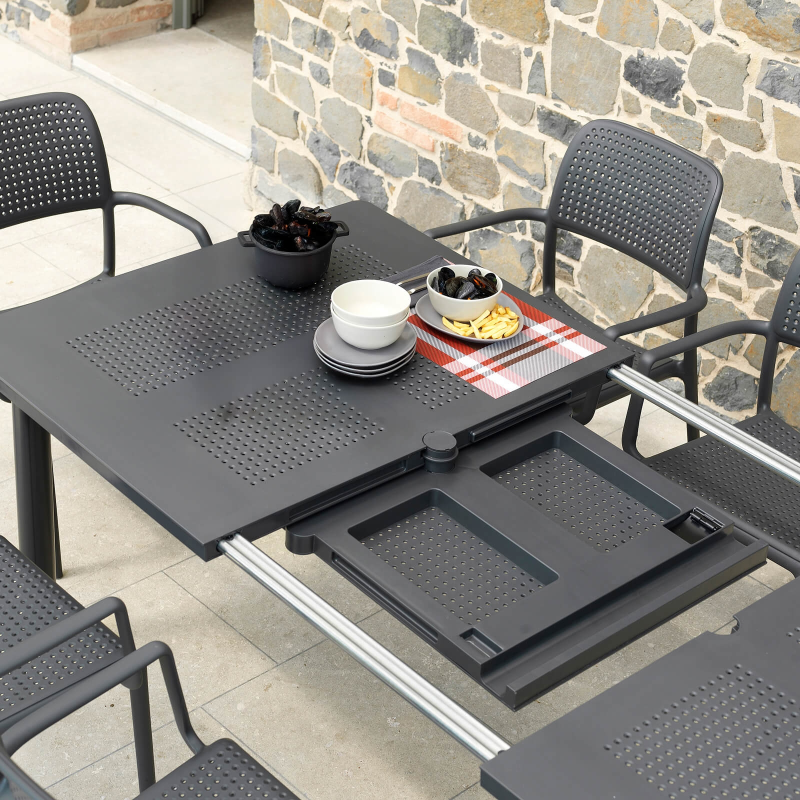 Table de jardin extensible anthracite en polypropylène et aluminium - Libeccio