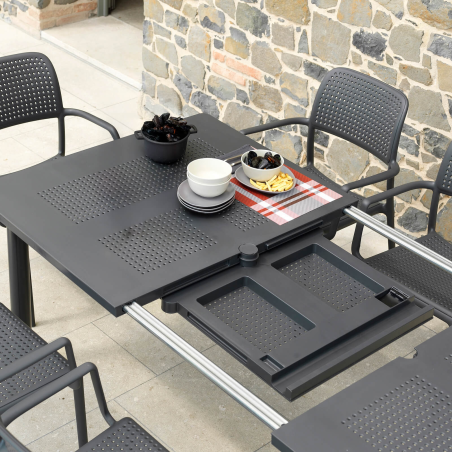 Table de jardin extensible anthracite en polypropylène et aluminium - Libeccio