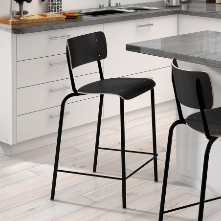 Tabouret vintage en bois et métal - Barcollège 7