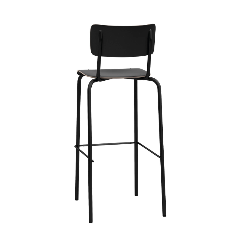 Tabouret hauteur 80 cm noir avec dossier style vintage - College