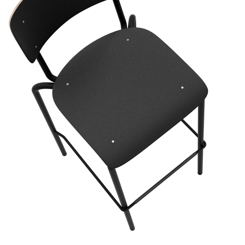 Tabouret de bar noir avec dossier style rétro - College