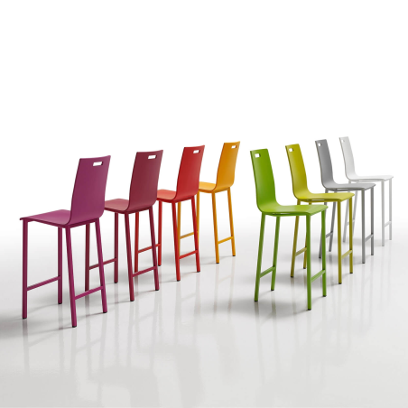 Tabouret avec dossier moderne en bois et métal