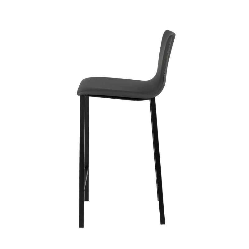 Tabouret en simili dossier bas avec pieds en métal - Koko Mobliberica®