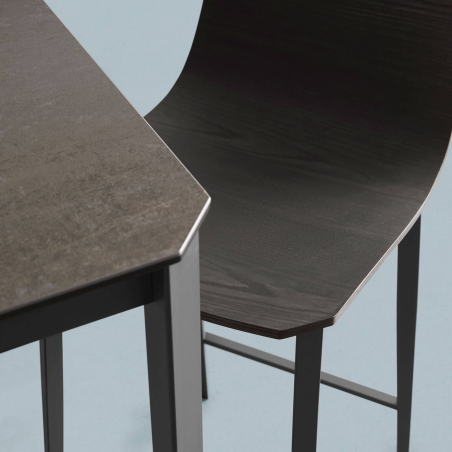 Tabouret snack moderne en chêne marron et pieds en métal - Salt Mobliberica