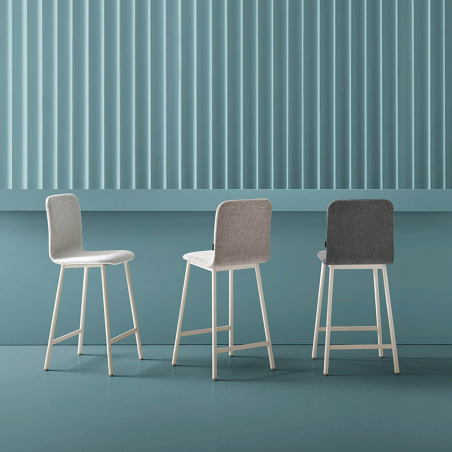 Tabouret snack avec assise tissu et pieds en métal - Pepper