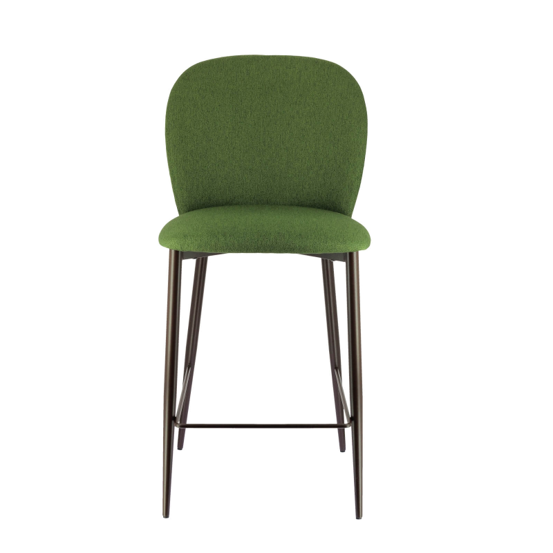 Tabouret snack en tissu vert fabrication italienne avec pieds en métal - Odette