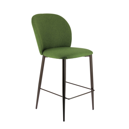 Tabouret en tissu vert avec pieds en métal - Odette
