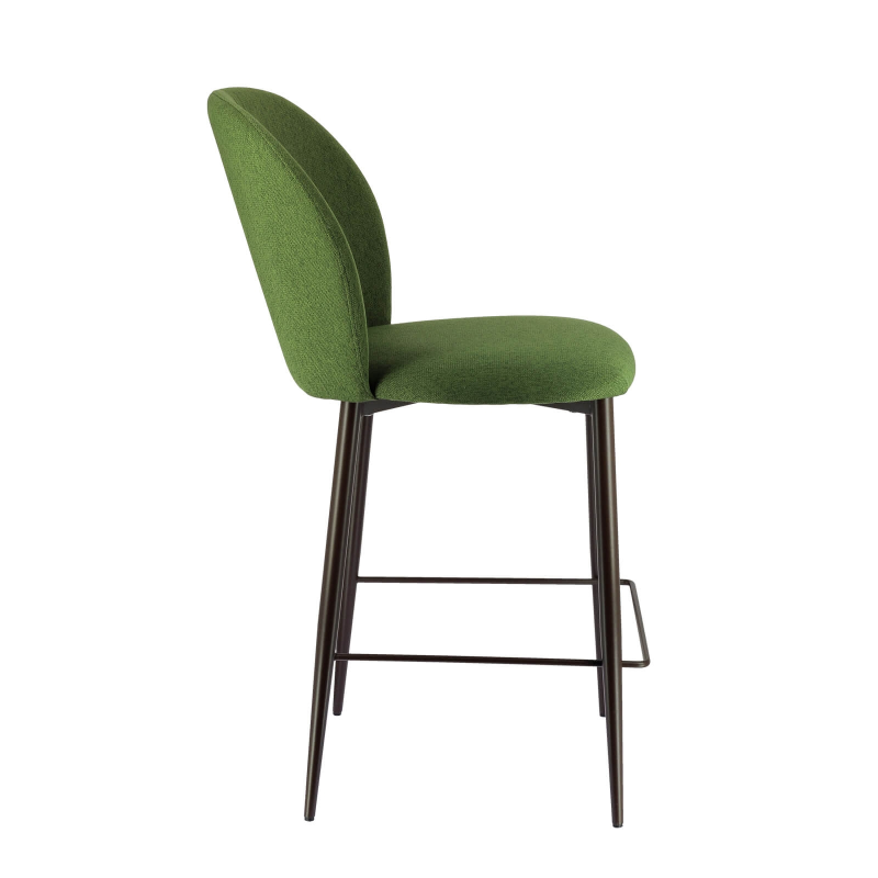 Tabouret snack contemporaine en tissu vert avec pieds en métal - Odette