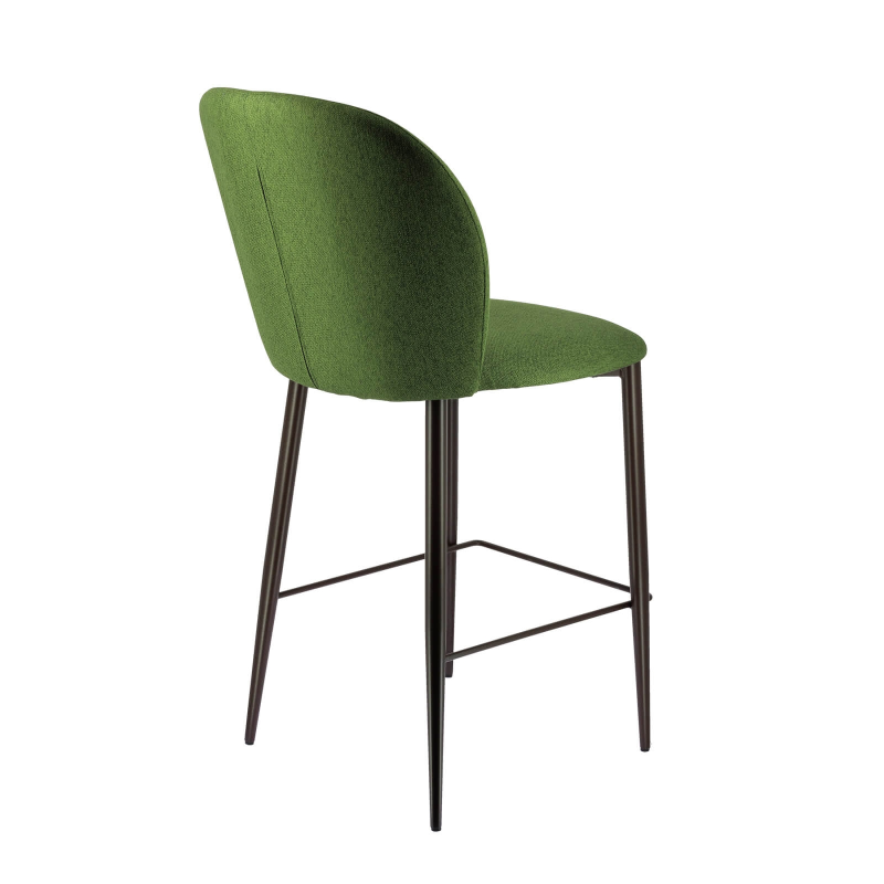 Tabouret snack moderne en tissu vert avec pieds en métal - Odette