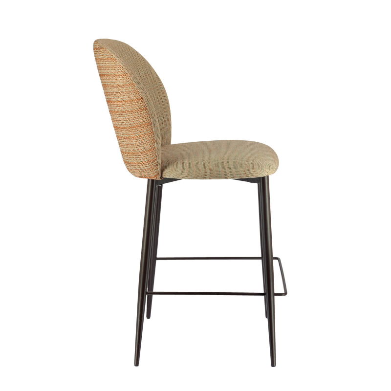Tabouret hauteur 65 cm en tissu bicolore avec pieds en métal - Odette