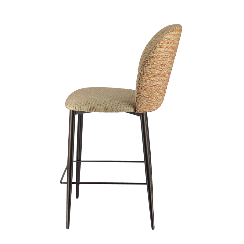 Tabouret snack en tissu bicolore avec pieds en métal - Odette