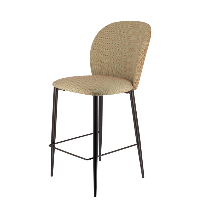 Tabouret en tissu bicolore avec pieds en métal - Odette