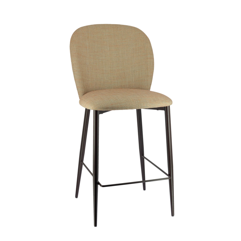 Tabouret snack en tissu bicolore avec pieds en métal - Odette