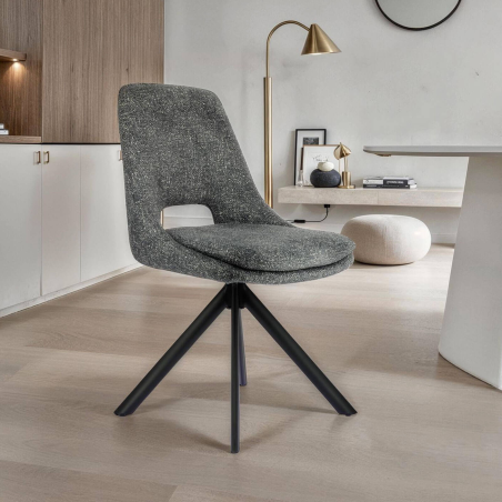 Chaise contemporaine en tissu rembourrée pieds en métal - Azalée