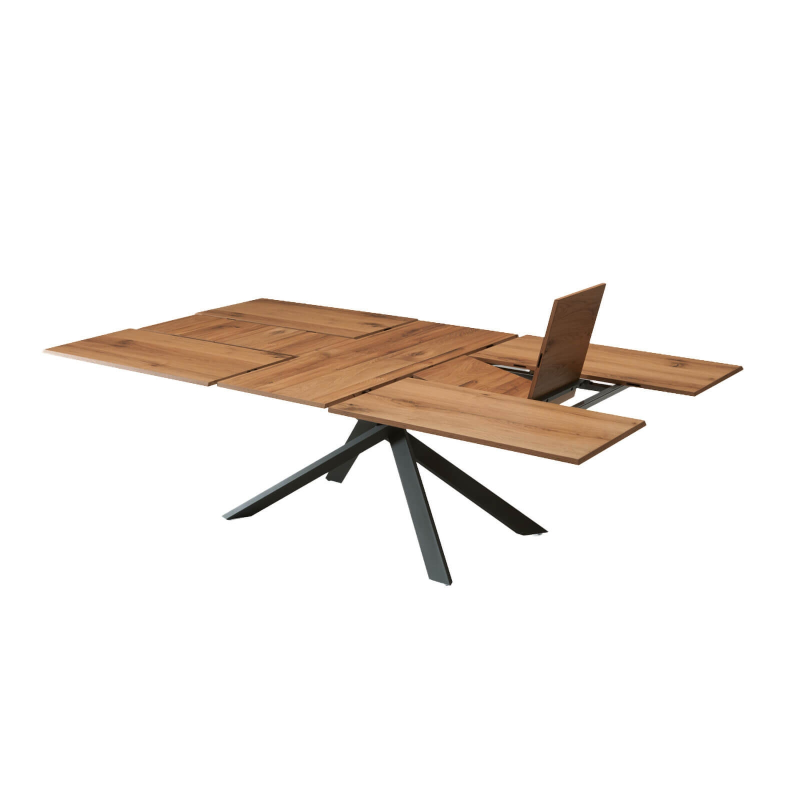 Table design rectangulaire extensible en bois et métal - 4x4