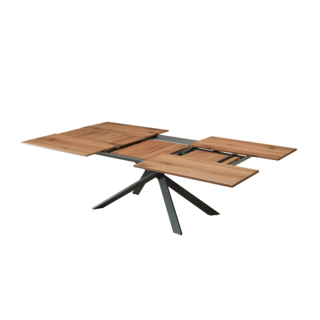 Table design rectangulaire extensible en bois et métal - 4x4