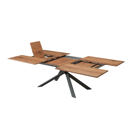 Table design rectangulaire extensible en bois et métal - 4x4