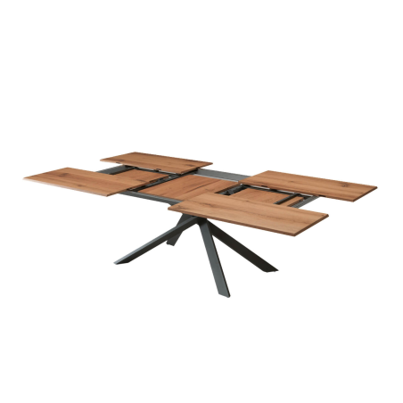Table design rectangulaire extensible en bois et métal - 4x4