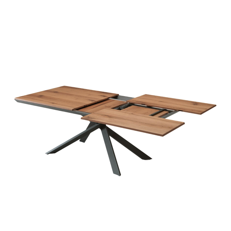 Table design rectangulaire extensible en bois et métal - 4x4