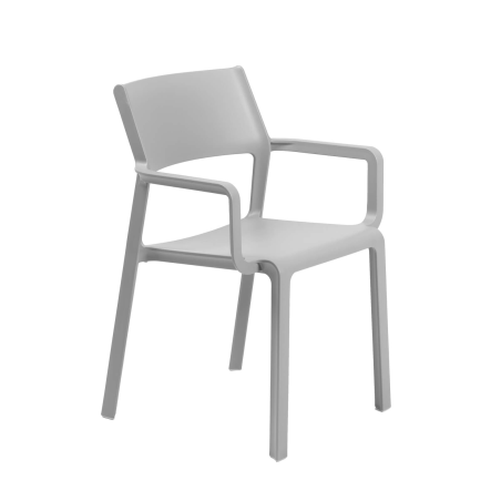 Fauteuil de jardin empilable en plastique gris - Trill