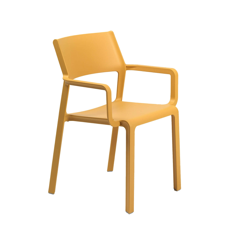 Fauteuil de jardin empilable en plastique moutarde - Trill