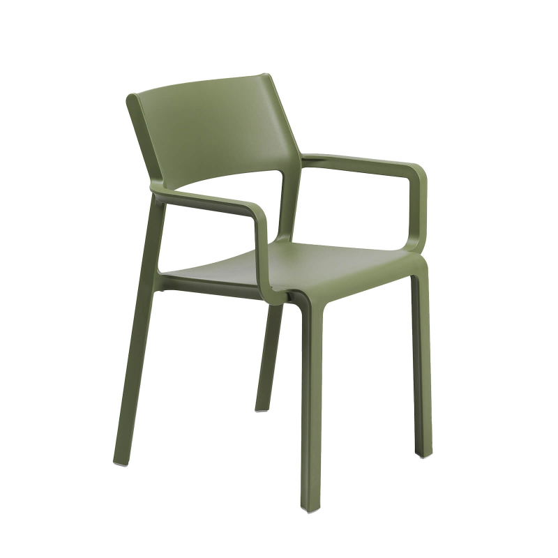 Fauteuil empilable en plastique vert agave - Trill