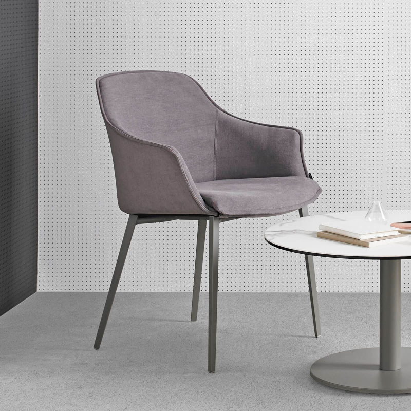 Fauteuil moderne en tissu gris avec pieds en métal - Kedua Mobliberica®