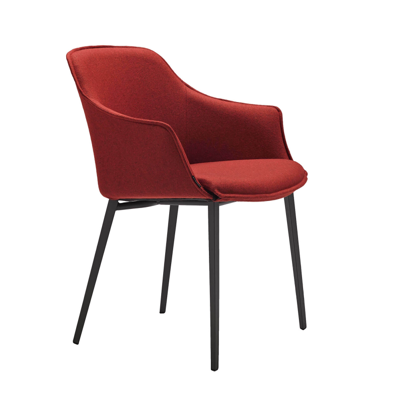 Fauteuil en tissu rouge avec pieds en métal - Kedua Mobliberica®