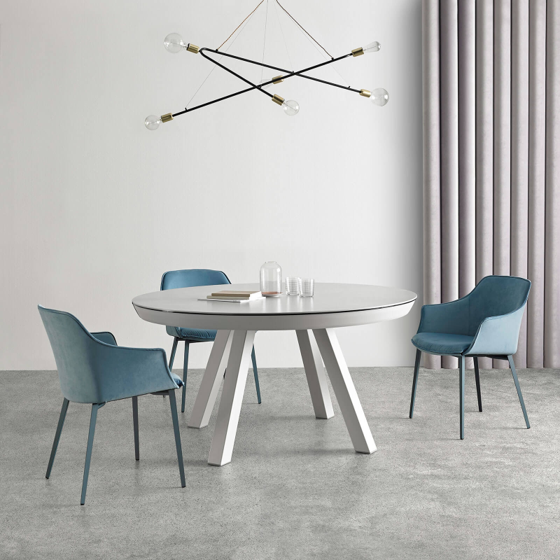 Fauteuil moderne en tissu bleu avec pieds en métal - Kedua Mobliberica®