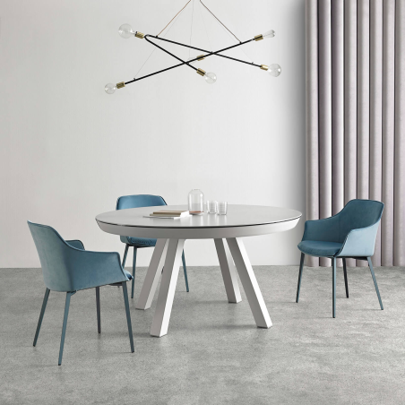 Fauteuil moderne en tissu bleu avec pieds en métal - Kedua Mobliberica®