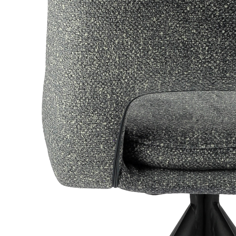 Chaise contemporaine en tissu gris rembourrée pieds en métal noir - Azalée
