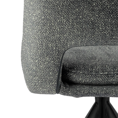 Chaise contemporaine en tissu gris rembourrée pieds en métal noir - Azalée