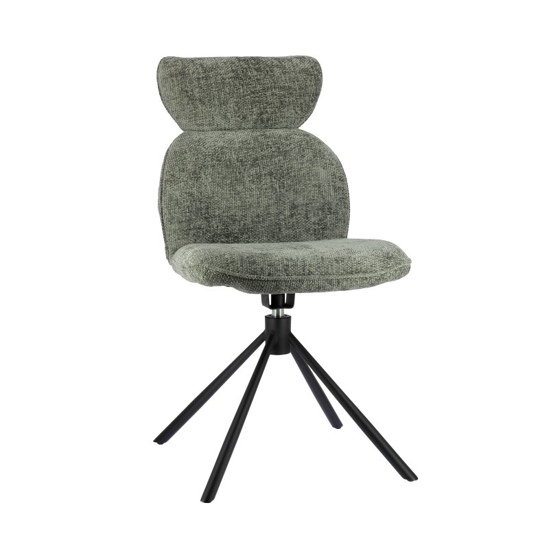 Chaise pivotante en tissu gris avec pieds en métal noir - Rosa