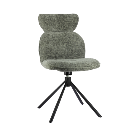Chaise pivotante en tissu gris avec pieds en métal noir - Rosa