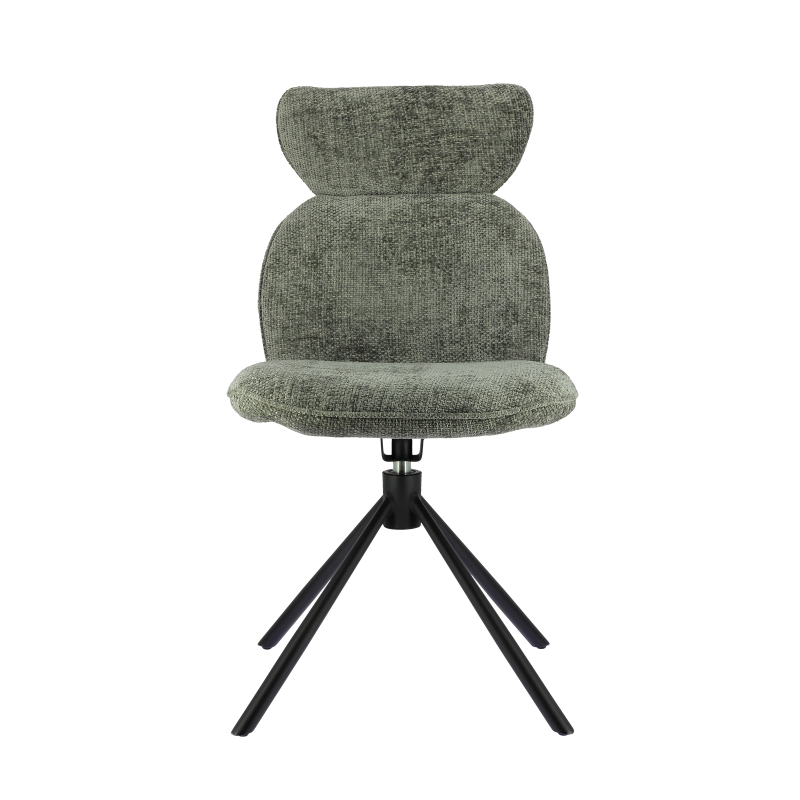 Chaise tournante en tissu gris avec pieds en métal noir - Rosa