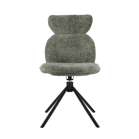 Chaise tournante en tissu gris avec pieds en métal noir - Rosa